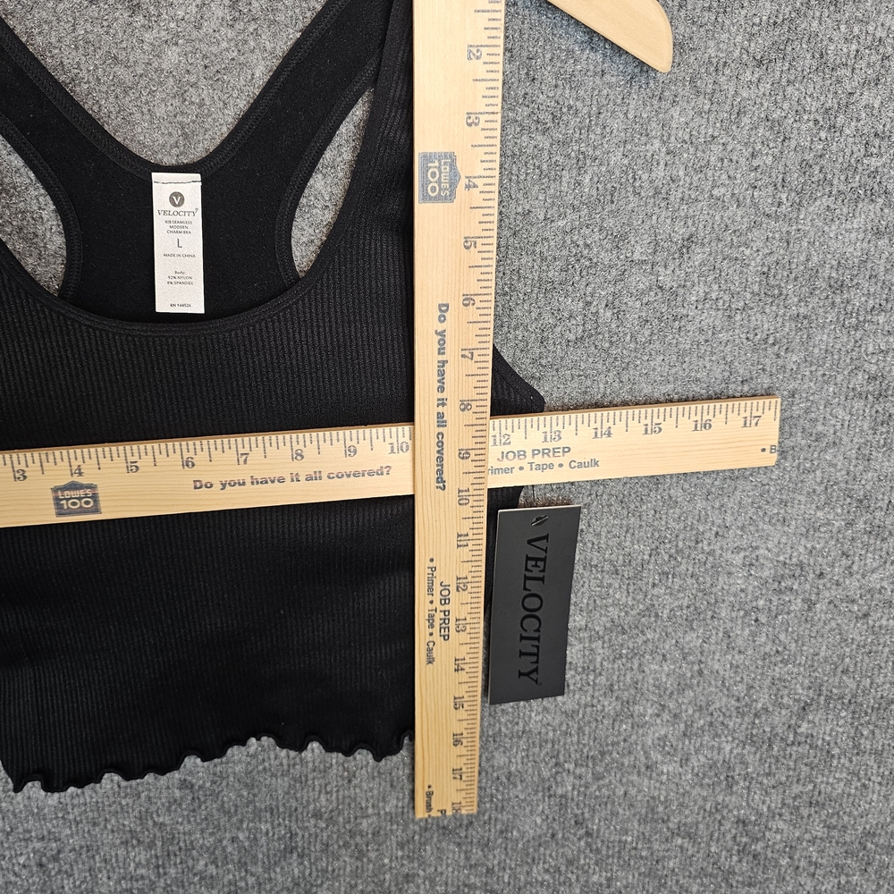 NWT Velocity Black Ribbed Racerback Crop Tank Top Size: Large - Picture 8 of 8